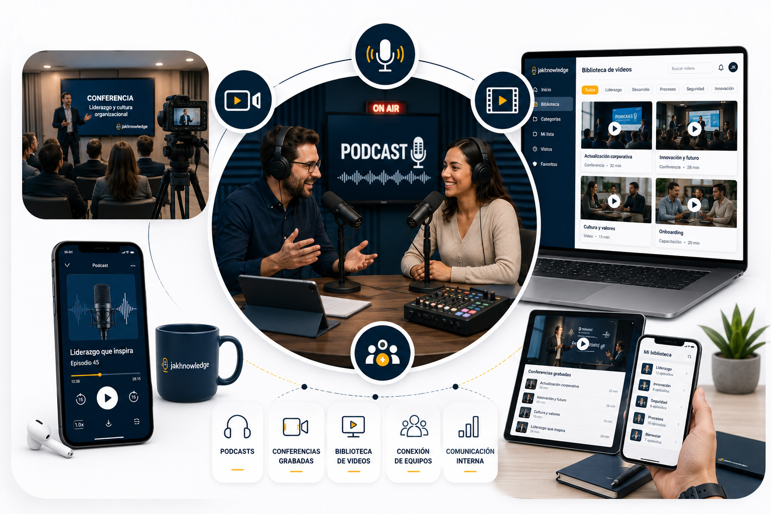Corporate podcasts and video libraries